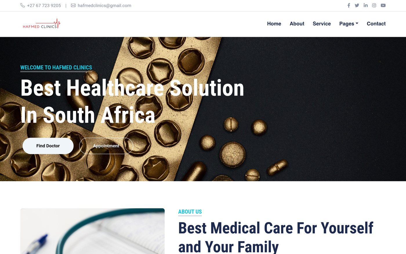 HafMed Clinics website homepage